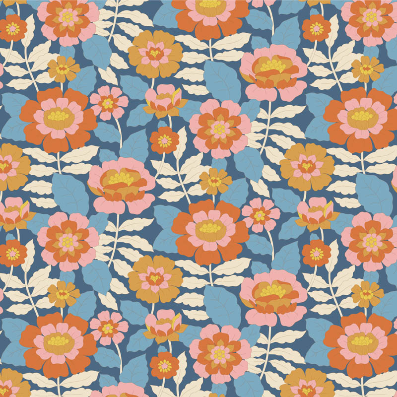 Tilda Patchwork Stoff Baumwolle - Wallflower - Beverly Blue